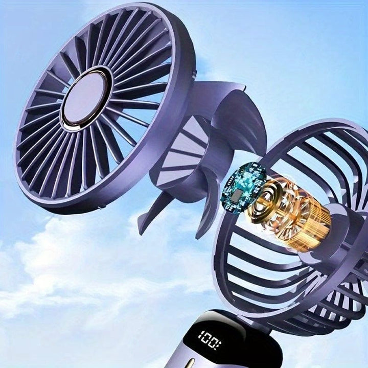 Portable Mini USB Fan LED Digital Display 5 Speeds 21hrs Battery Life Quiet Operation Ideal for Summer Travel and Household Use | Kalsten