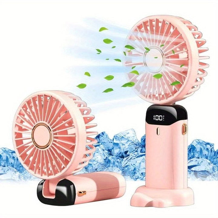 Portable Mini USB Fan LED Digital Display 5 Speeds 21hrs Battery Life Quiet Operation Ideal for Summer Travel and Household Use | Kalsten