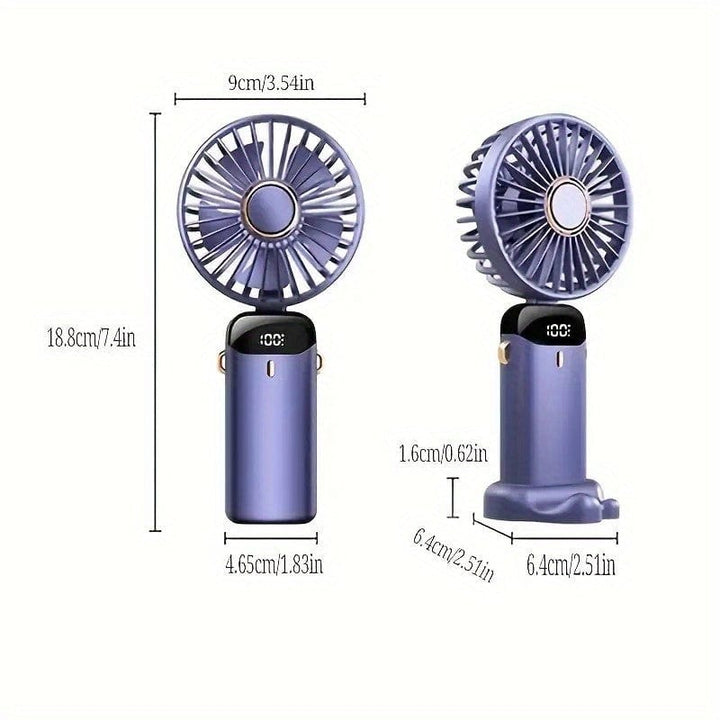 Portable Mini USB Fan LED Digital Display 5 Speeds 21hrs Battery Life Quiet Operation Ideal for Summer Travel and Household Use | Kalsten