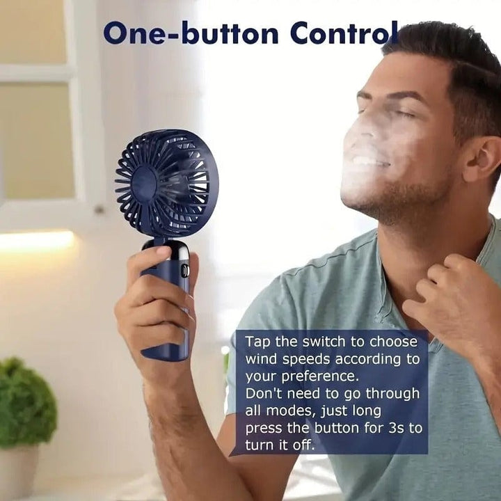 Portable Mini USB Fan LED Digital Display 5 Speeds 21hrs Battery Life Quiet Operation Ideal for Summer Travel and Household Use | Kalsten