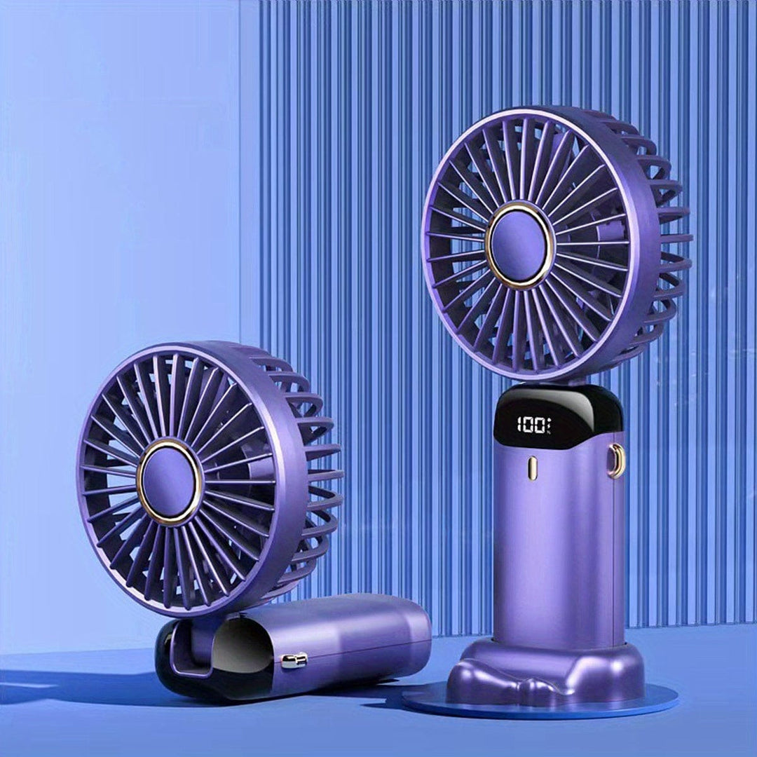 Planet Gates Portable Handheld Mini Fan USB Rechargeable with LED Display 5 Speeds 90° Foldable Battery Operated for Office Bedroom Outdoor Travel Camping Back to School Supplies