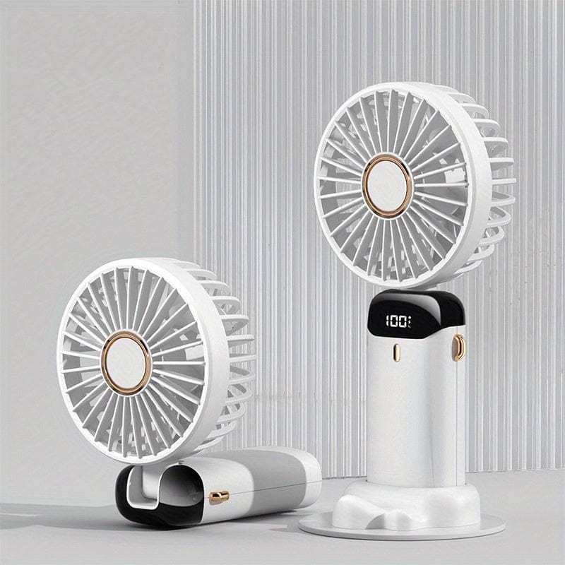 Portable Mini USB Fan LED Digital Display 5 Speeds 21hrs Battery Life Quiet Operation Ideal for Summer Travel and Household Use | Kalsten