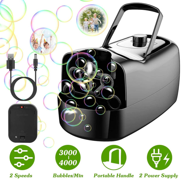 Kalsten | Portable Bubble Machine with 2 Speeds Hand Grip 3000-4000 Bubbles per Minute Plug-powered Battery-powered