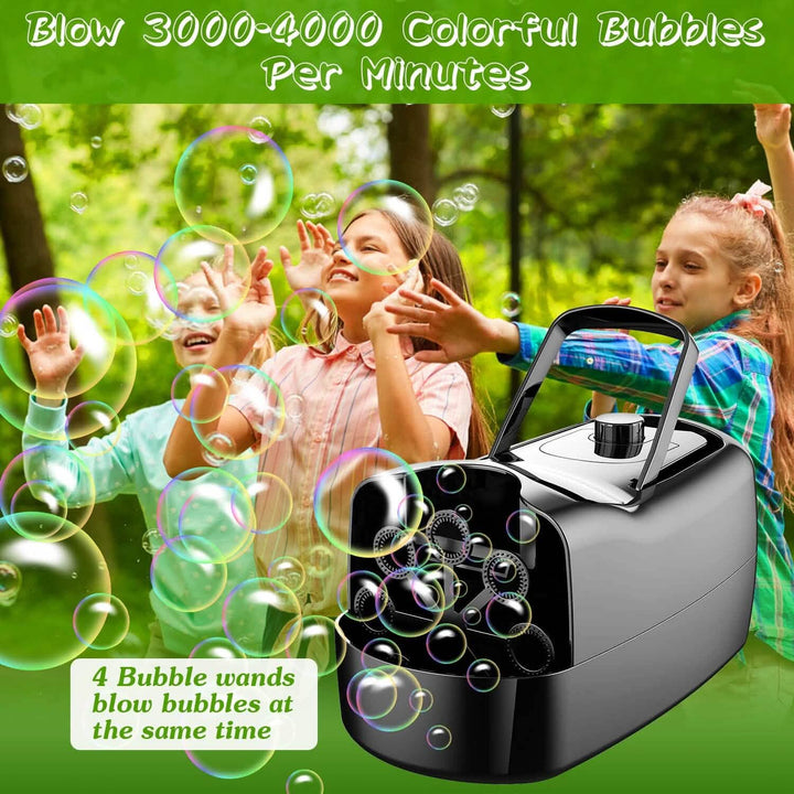 Kalsten | Portable Bubble Machine with 2 Speeds Hand Grip 3000-4000 Bubbles per Minute Plug-powered Battery-powered