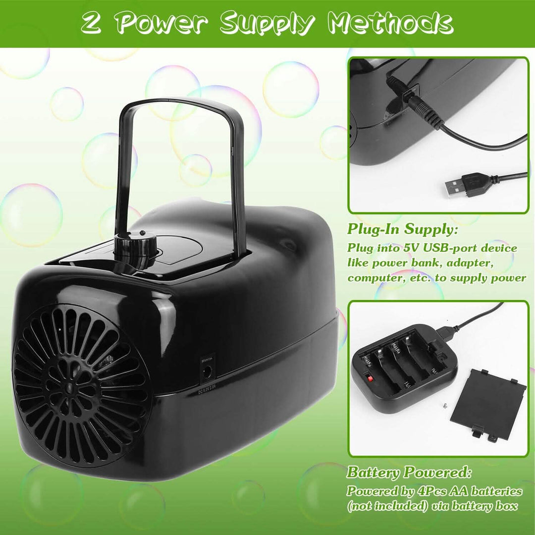 Kalsten | Portable Bubble Machine with 2 Speeds Hand Grip 3000-4000 Bubbles per Minute Plug-powered Battery-powered