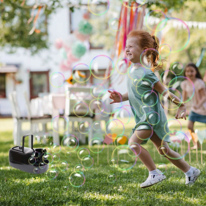 Kalsten | Portable Bubble Machine with 2 Speeds Hand Grip 3000-4000 Bubbles per Minute Plug-powered Battery-powered