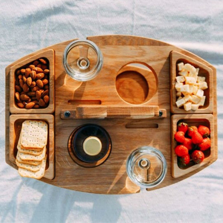 Portable Wooden Picnic Wine Table - WineNest