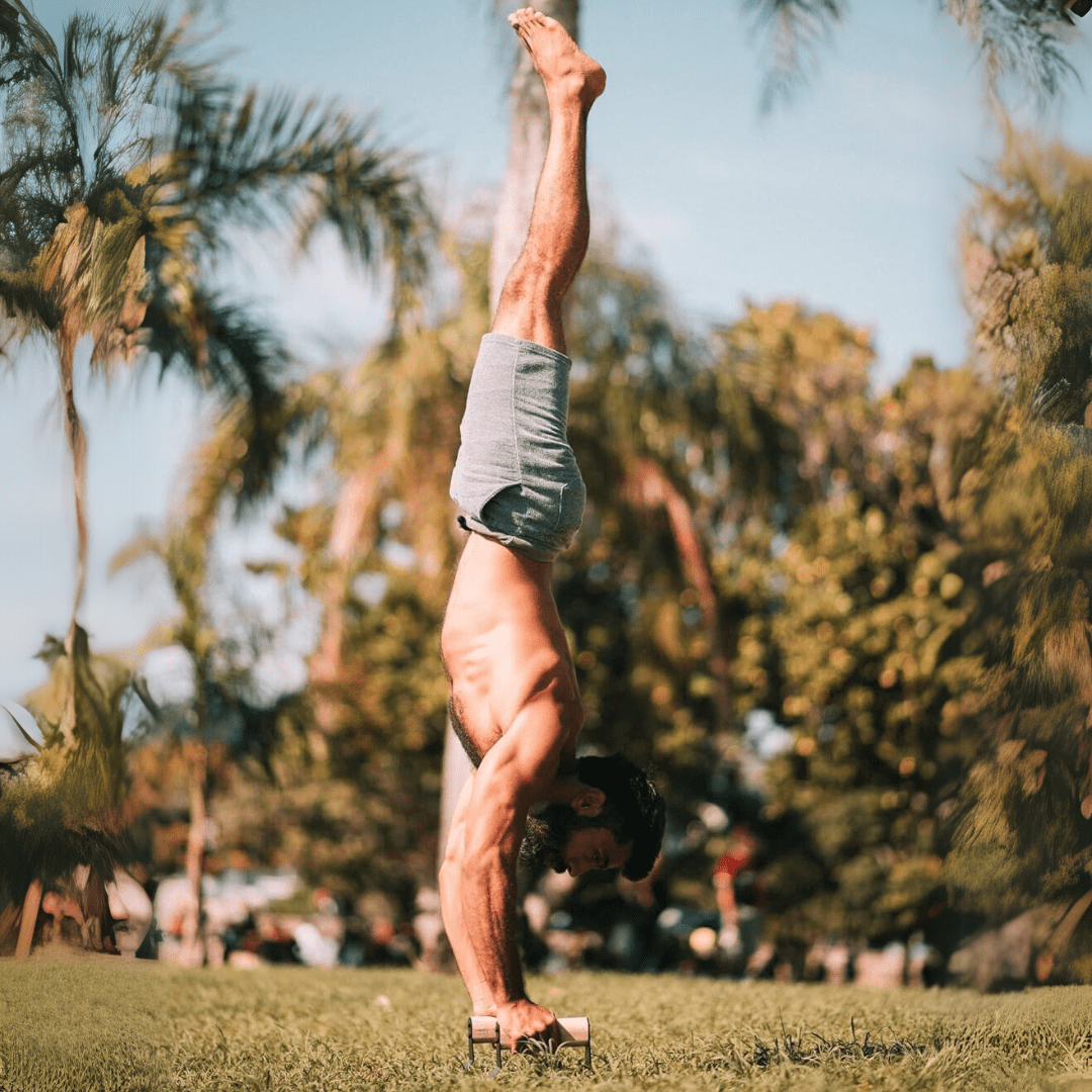 Skanto | PowerGrip Wood Parallettes – Ergonomic Handstand Bars with Anti-Slip Base for Strength Training