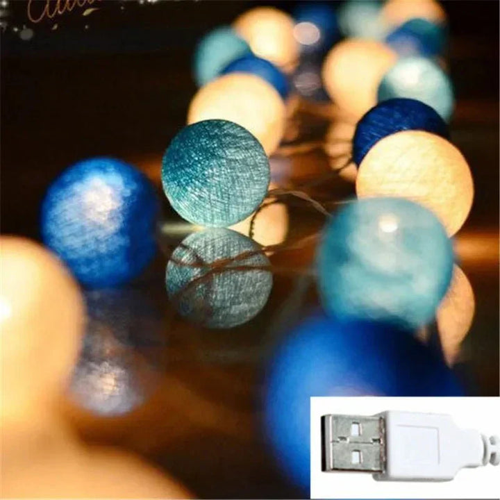 Kalsten | Pretty Pastel Cotton Ball Fairy Lights Garland