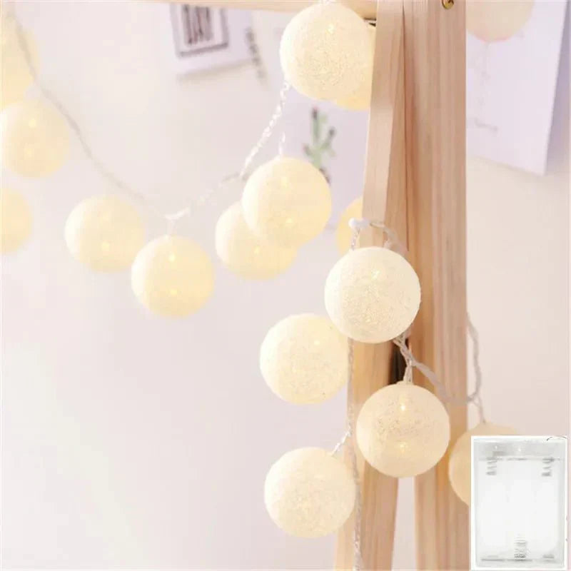 Kalsten | Pretty Pastel Cotton Ball Fairy Lights Garland