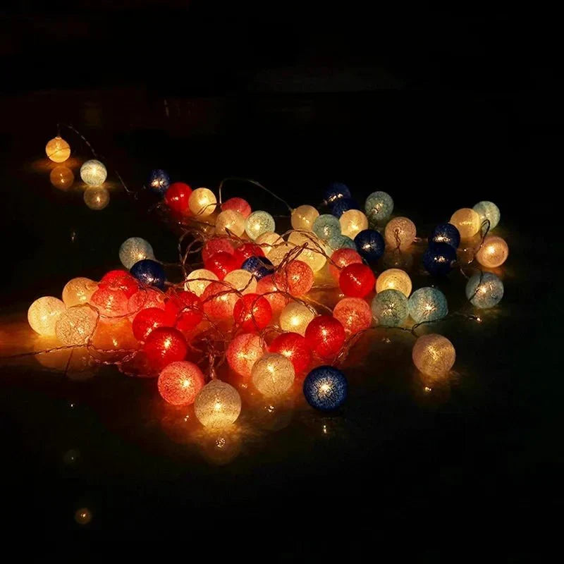 Kalsten | Pretty Pastel Cotton Ball Fairy Lights Garland