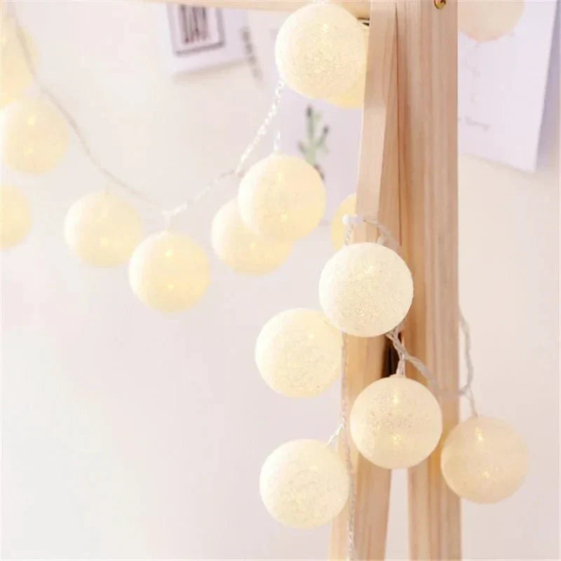 Kalsten | Pretty Pastel Cotton Ball Fairy Lights Garland
