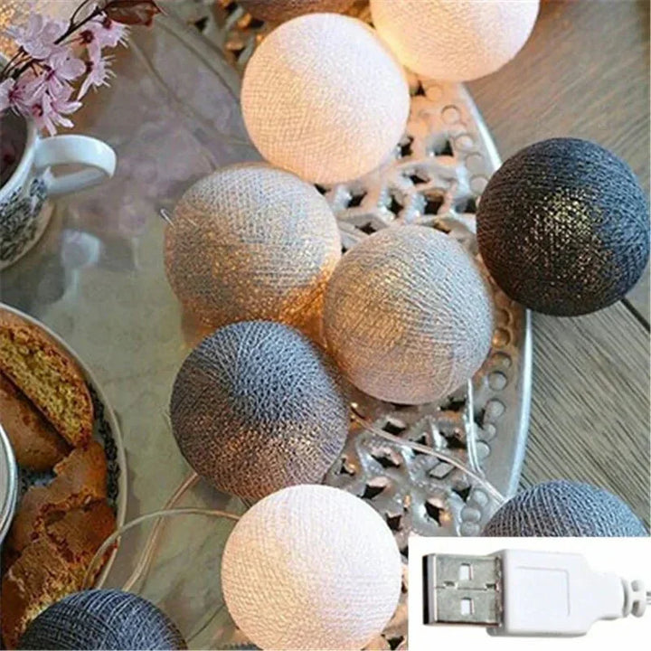 Kalsten | Pretty Pastel Cotton Ball Fairy Lights Garland
