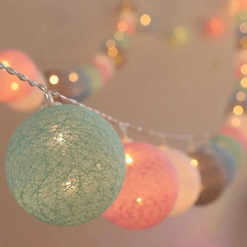 Kalsten | Pretty Pastel Cotton Ball Fairy Lights Garland