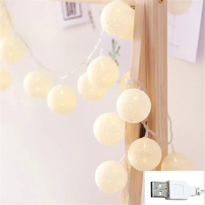 Kalsten | Pretty Pastel Cotton Ball Fairy Lights Garland
