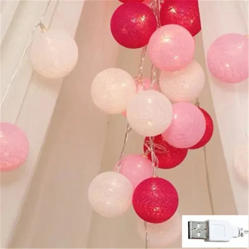 Kalsten | Pretty Pastel Cotton Ball Fairy Lights Garland