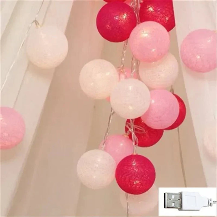 Kalsten | Pretty Pastel Cotton Ball Fairy Lights Garland