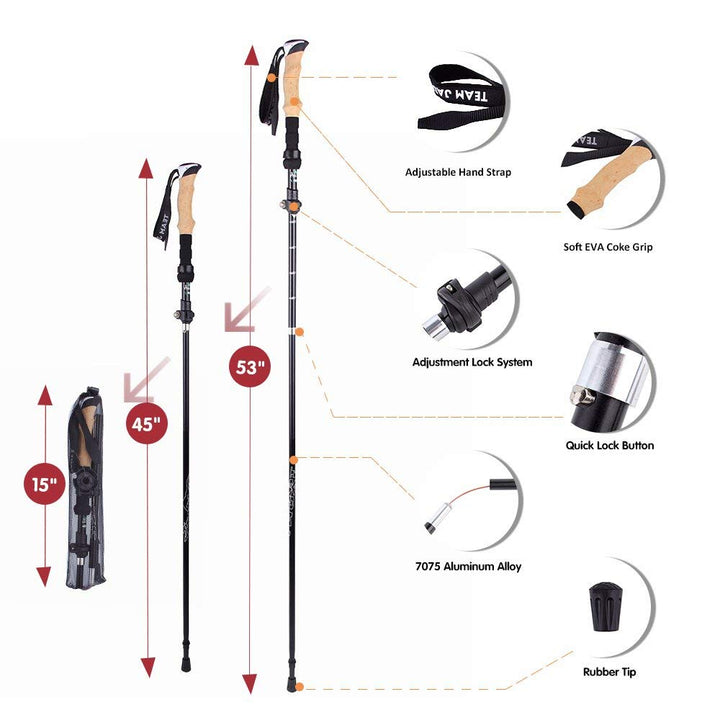 Collapsible Ultralight Telescopic Hiking Stick | Kalsten