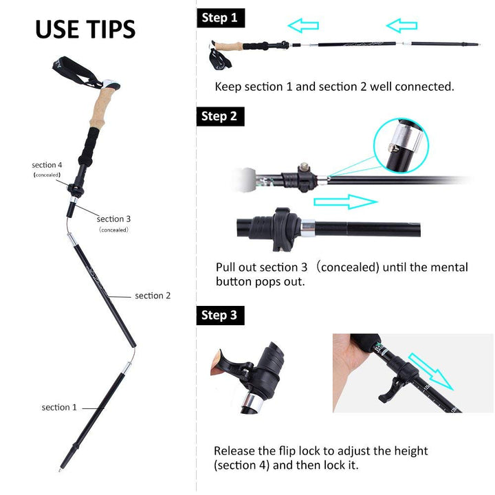 Collapsible Ultralight Telescopic Hiking Stick | Kalsten