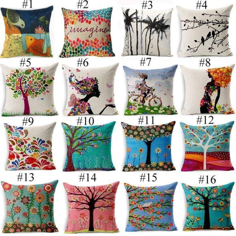Kalsten | Floral Animal Tree of Life Bird Back Home Decorative Throw Pillow Cover