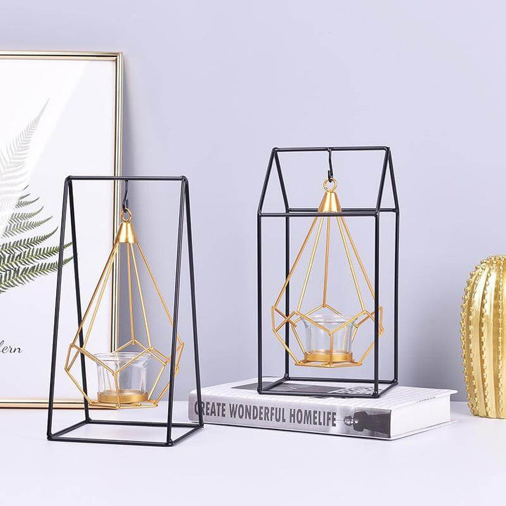 Nordic Gold Geometric Metal Candle Holder | Kalsten