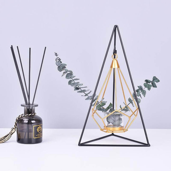Nordic Gold Geometric Metal Candle Holder | Kalsten