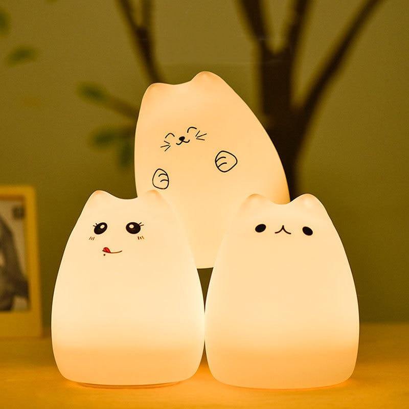 Colorful LED Silicone Touch Sensor Cat Night Lamp | Kalsten