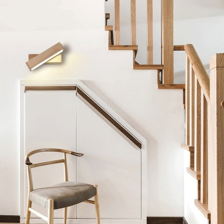 Nordic Design Rotating Bedside Wooden Wall Lamp | Kalsten