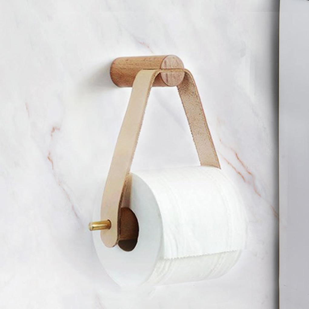 Kalsten | High-Quality Toilet Paper Holder | Oak & Faux Leather | Minimalist Bathroom Design