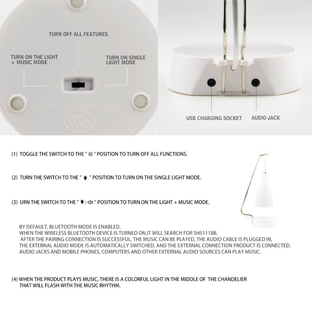 Touch Sensor Bluetooth Speaker Led Table Lamp | Kalsten