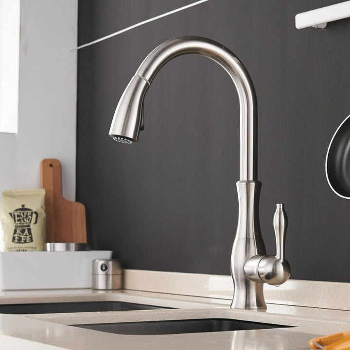 Kalsten | Modern Pull-Out Kitchen Mixer Tap – Stainless Steel 360° Swivel with Extendable Spray Head