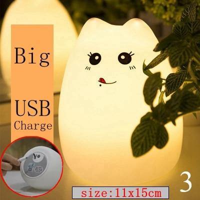 Colorful LED Silicone Touch Sensor Cat Night Lamp | Kalsten