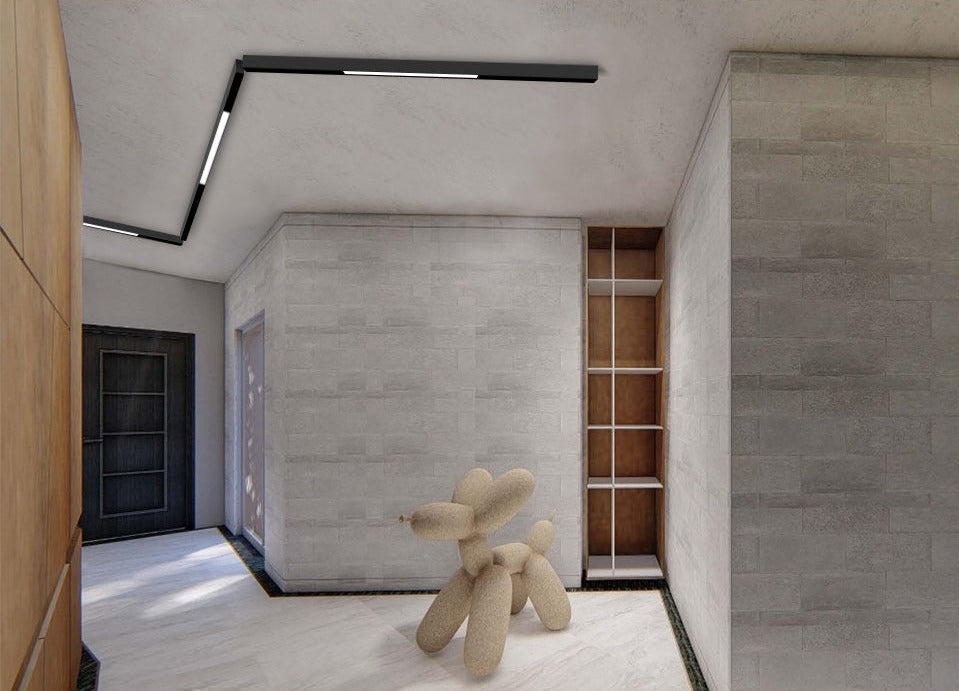 Wall-Mounted Black Continuous Magnetic Track System Light | Kalsten