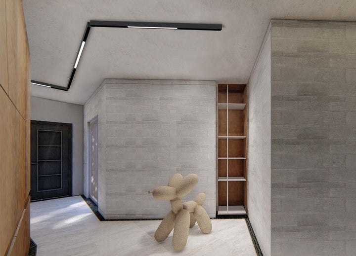 Wall-Mounted Black Continuous Magnetic Track System Light | Kalsten