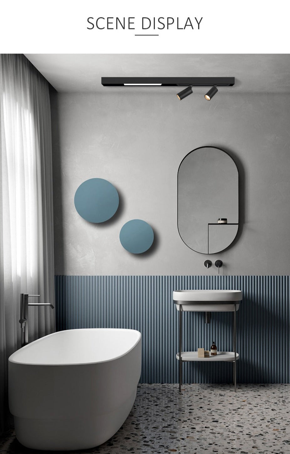Wall-Mounted Black Continuous Magnetic Track System Light | Kalsten