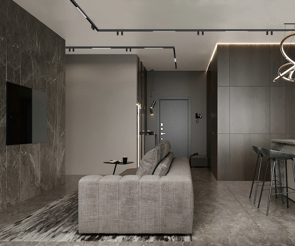 Wall-Mounted Black Continuous Magnetic Track System Light | Kalsten