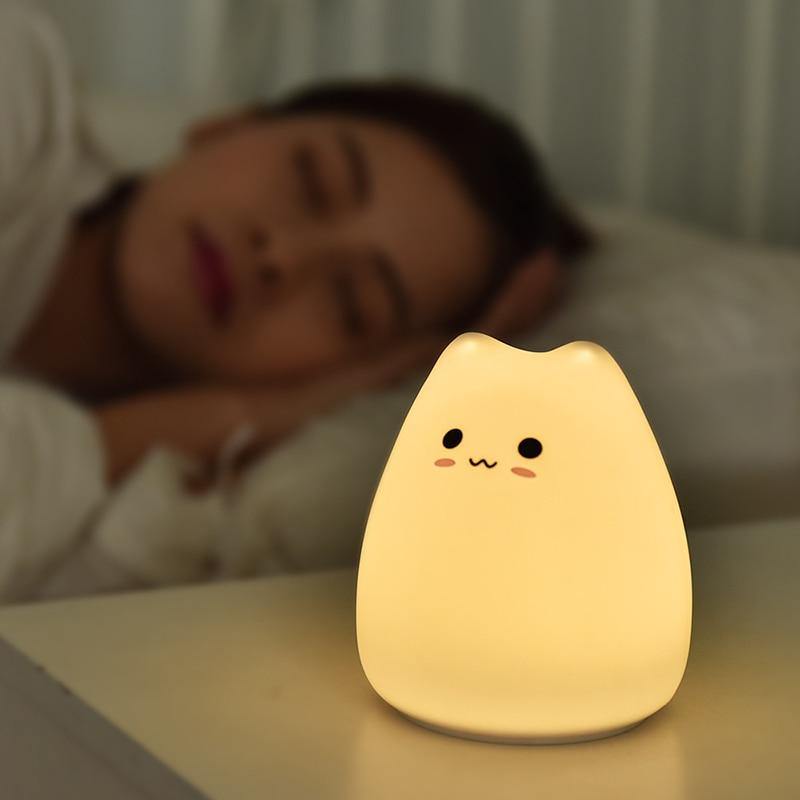 Colorful LED Silicone Touch Sensor Cat Night Lamp | Kalsten