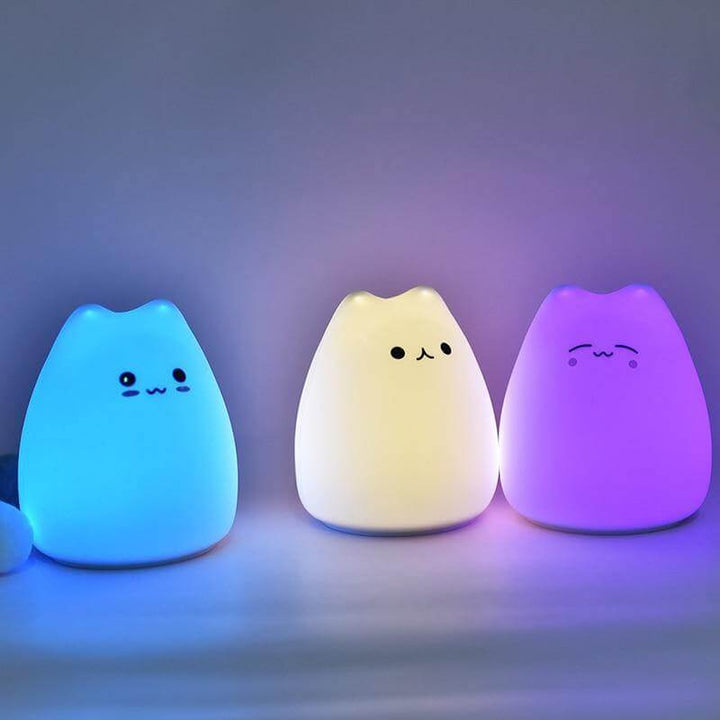 Colorful LED Silicone Touch Sensor Cat Night Lamp | Kalsten