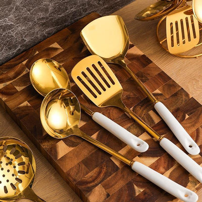 Skanto | Golden Kitchen Utensils with Stand