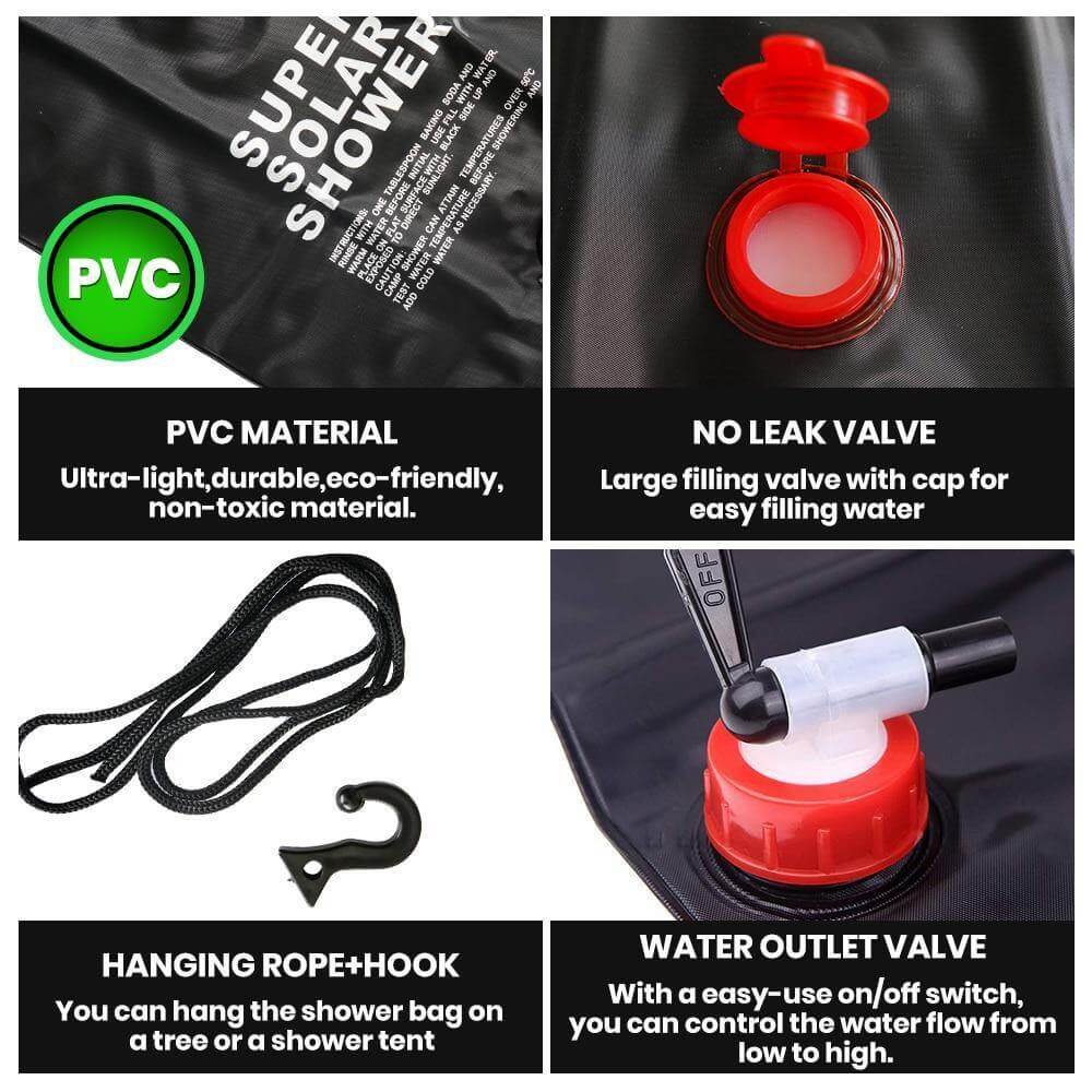 Portable Solar Heated Camping Shower Bag | Kalsten