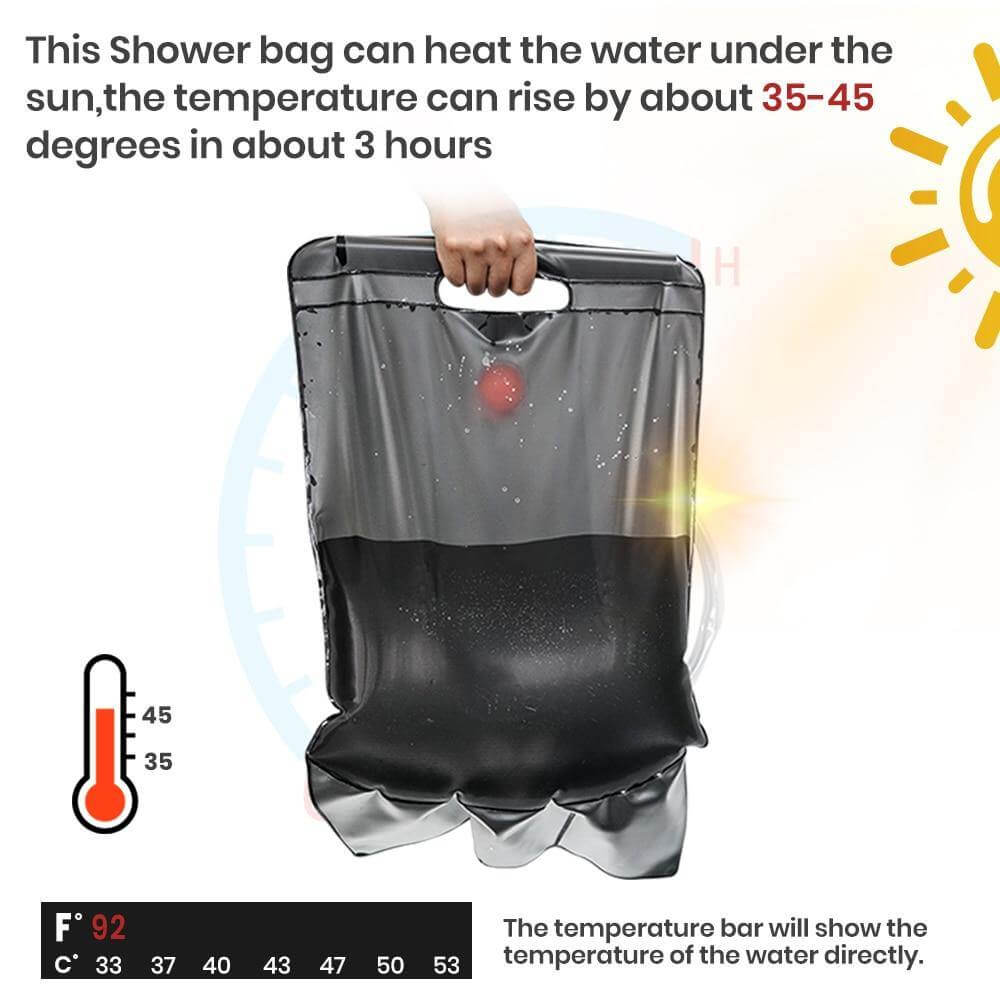 Portable Solar Heated Camping Shower Bag | Kalsten