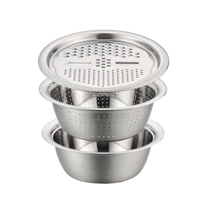 Kalsten | 3in1 Stainless Steel Vegetable Slicer with Drain Basket