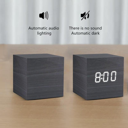Skanto | Wooden LED Alarm Clock Cube