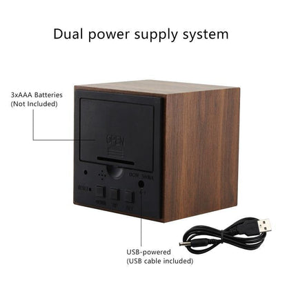 BowLift | LED Alarm Clock in Wooden Cube Form