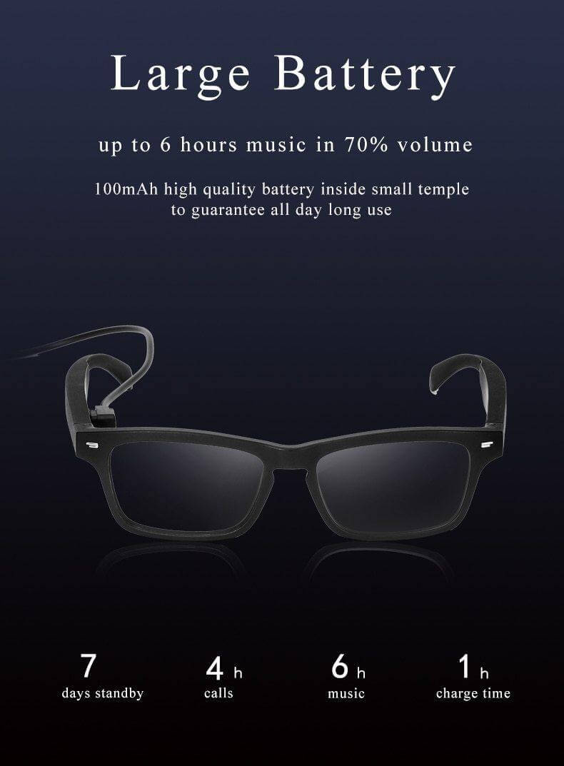 Smart Bluetooth Built-in Speaker Headset Glasses | Kalsten