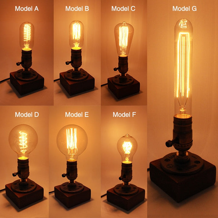 Vintage Industrial Wooden Dimmable Table Lamp | Kalsten