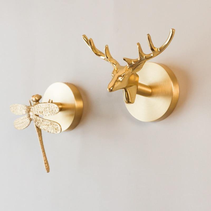 Golden Brass Wall Hooks – Handmade Animal Designs for Stylish Wall Decoration | Kalsten