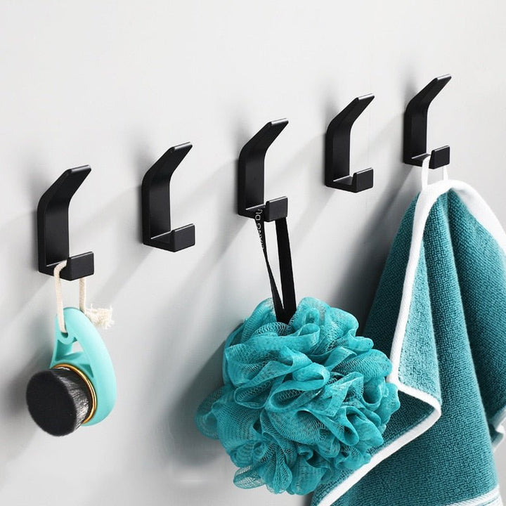 Aviro Aluminum Wall Hooks – Modern Black/White Set