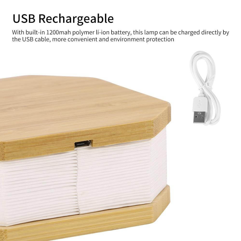 USB Rechargeable Retro Accordion Wooden LED Lamp | Kalsten