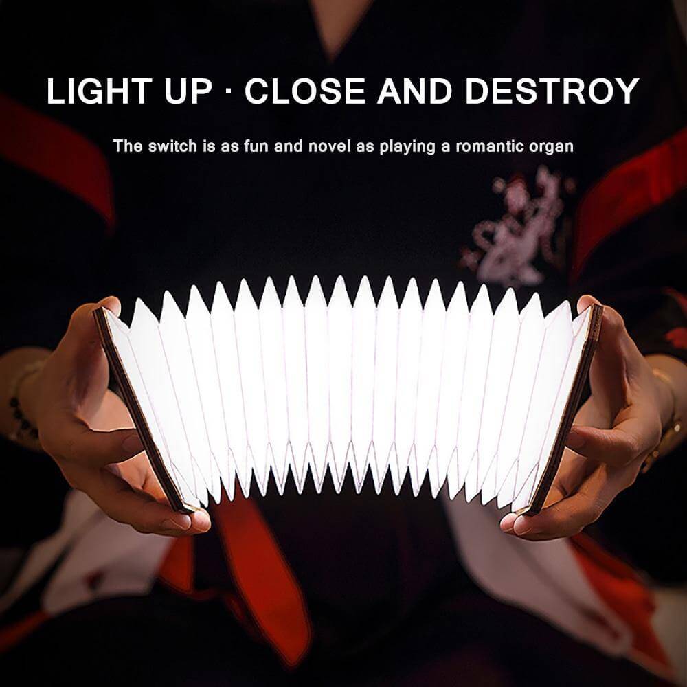 USB Rechargeable Retro Accordion Wooden LED Lamp | Kalsten